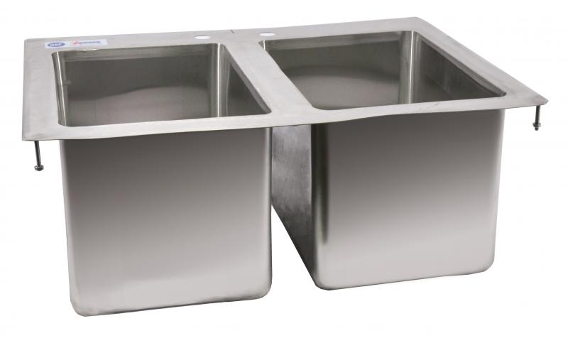 10� x 14� x 10� Stainless Steel Double Tub Drop in Sink with Flat Top